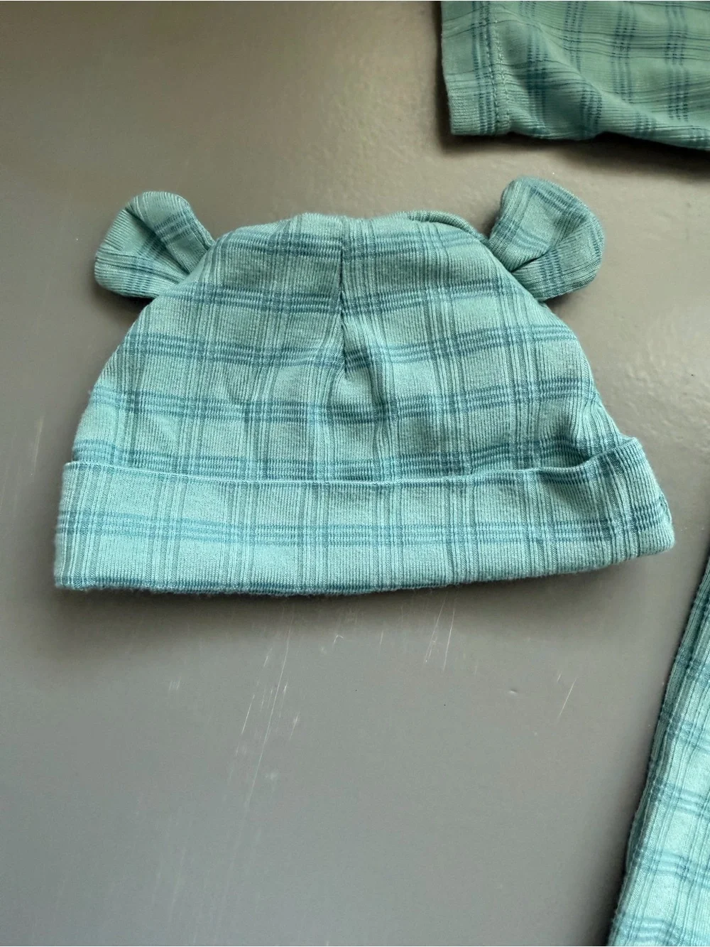 cloud island Plaid Long-Sleeve Baby One-Piece with Hat
